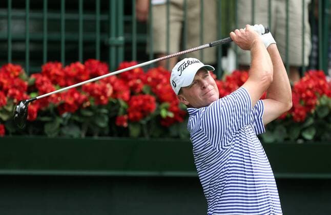 Sept. 17, 2013 - Atlanta, GA, USA - Steve Stricker follows through on his shot from the first tee during practice rounds for the Tour Championship at East Lake Golf Club in Atlanta, Georgia, Tuesday, September 17, 2013. Tour Championship - ZUMAm67