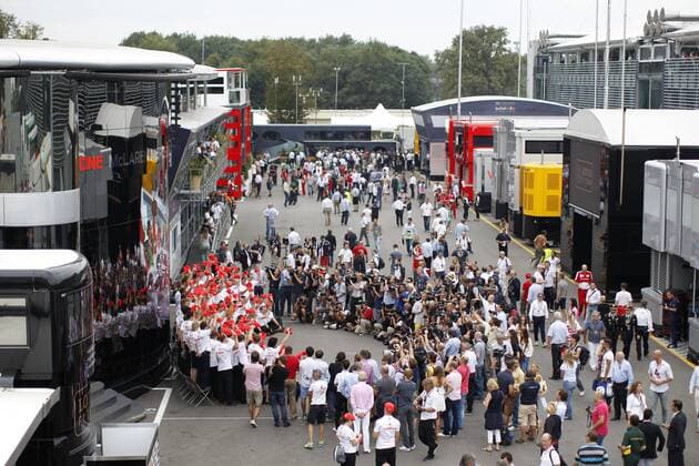 Motorsports: FIA Formula One World Championship 2013, Grand Prix of Italy, McLaren team pose for a team photograph as they celebrate their 50th year in Formula One xHOCHxZWEIx