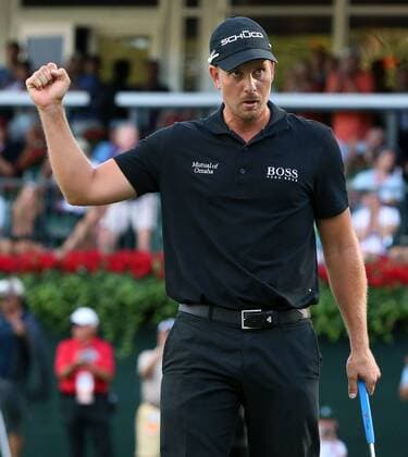 Sept. 22, 2013 - Atlanta, GA, USA - Henrik Stenson pumps his fist on the 18th green sinking his putt to win the Tour Championship and the FedEx Cup at East Lake Golf Club on Sunday, September 22, 2013, in Atlanta, Georgia. Tour Championship - ZUMAm67
