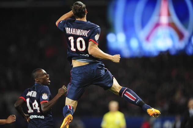 joie de Zlatan Ibrahimovic (PSG) apres son but FOOT : PSG vs Monaco - Ligue 1 - 22 09 2013 JBAutissier Panoramic 