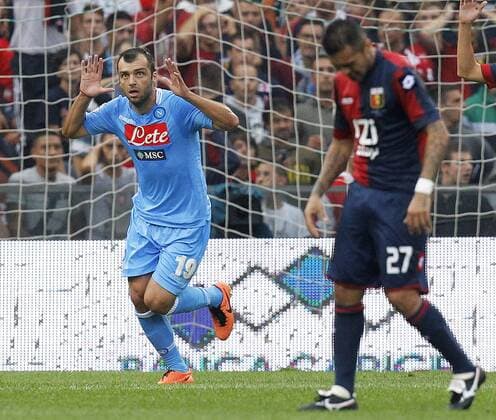Esultanza dopo il goal Goran Pandev Napoli, Goal Celebration, Genova 28-09-2013 Stadio Ferraris Football Calcio 2013 2014 Serie A Genoa - Napoli Foto Marco Bertorello Insidefoto MarcoxBertorello