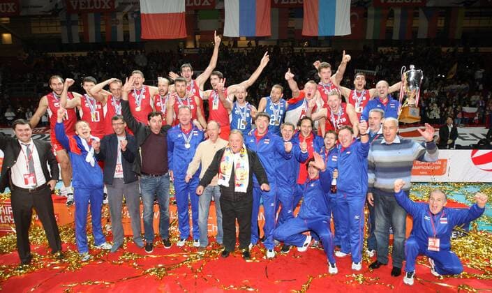 European Championship, medal ceremony, Russia versus Italy 