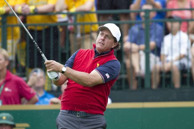 03 October 2013: Phil Mickelson of the United States Team during the day one of The Presidents Cup at Muirfield Village GC in Dublin, Ohio GOLF: OCT 03 PGA Golf Herren - The Presidents Cup - Day One Icon131003028 EDITORIAL USE ONLY