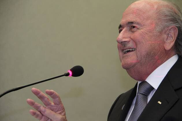 Joseph Sepp Blatter, FIFA president, speaks at an awarding ceremony, in Sarajevo, Bosnia and Herzegovina (BiH), on Oct. 10, 2013. Blatter, as Honorary Ambassador of Sports and Culture of Peace International League of Humanists, awarded BiH national soccer team and Susic the Golden Charter Sports and Culture of Peace Juan Antonio Samaranch . (Xinhua Haris Memija) (SP)BOSNIA AND HERZEGOVINA-SOCCER-BLATTER-AWARD 
