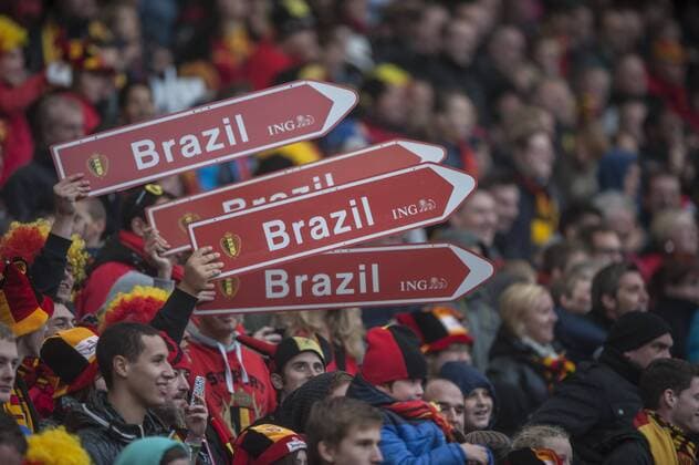 Brussels , Belgium October , 13 2013 Football FIFA World CUP Quali Training On this picture : Supporters Fan 