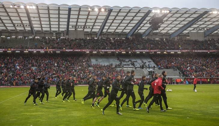 Brussels , Belgium October , 13 2013 Football FIFA World CUP Quali Training On this picture : Supporters Fan 