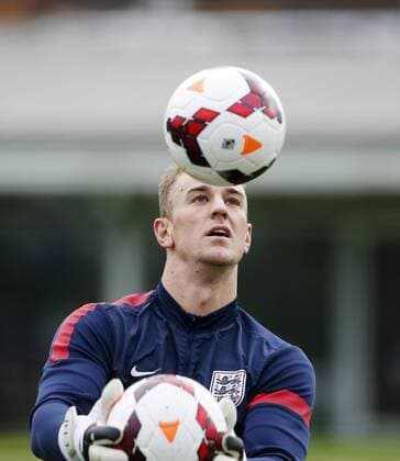England s Joe Hart during training England Training - World Cup Qualifier - London - England -14 10 2013 - Pic David Klein Sportimage EDITORIAL USE ONLY. No use with unauthorised audio, video, data, fixture lists, club league logos or live services. Online in-match use limited to 120 images, no video emulation. No use in betting, games or single club league player publications.