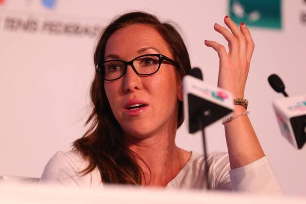 Jelena Jankovic of Serbia fields questions from the media at the WTA Tennis Damen All Access Hour before the start of the WTA Tennis Damen Istanbul Championships at the Renaissance Polat Hotel on October 21, 2013 in Istanbul, Turkey. 