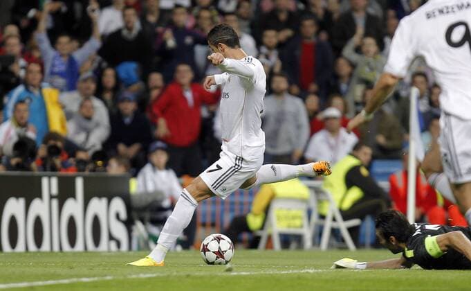 Soccer match between Real Madrid and Juventus Turin of the Champions League, held at the Santiago Bernabeu stadium, in Madrid 10 23 2013. Cristiano Ronaldo score 