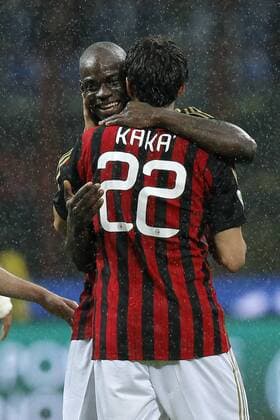 dopo il gol di Ricardo Kaka Milan, con Mario Balotelli, Goal Celebration, Milano Serie A AC Milan - Lazio Rom MarcoxBertorello