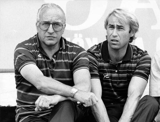 Fußball, Trainerhistorie, Stuttgarter Kickers Trainer Horst Buhtz (li.) und Co Trainer Dieter Renner (beide Stuttgarter Kickers)