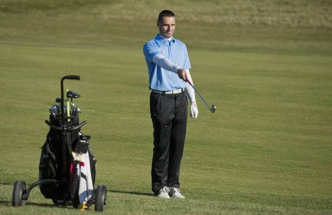 Former Czech decathlon athlete Roman Sebrle announced start of his professional golf career at Albatross Golf Resort in Vysoky Ujezd, Beroun Region, Czech Republic on October 31, 2013. Thrity-eight years old athlete terminates his athletic career due to enduring problems with his heel. (CTKxPhoto VitxSimanek) CTKPhotoP201310310659501  VIS 006