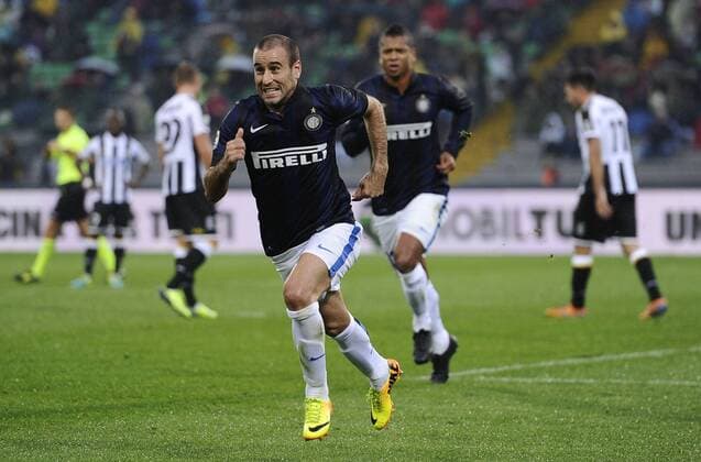 Db Udine 03 11 2013 - campionato di calcio serie A Udinese Calcio vs Inter Mailand: Torjubel Rodrigo Palacio 