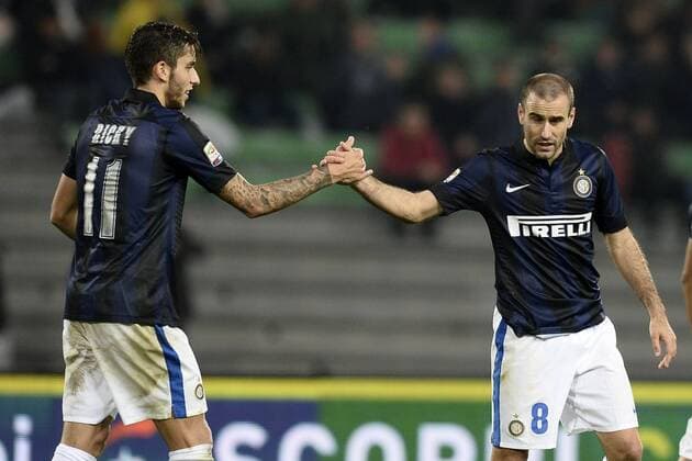 Db Udine 03 11 2013 - campionato di calcio serie A Udinese Calcio vs Inter Mailand: Torjubel Ricardo Alvarez-Rodrigo Palacio 