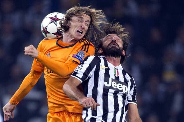 Luka Modric (Real), Andrea Pirlo (Juventus), NOVEMBER 5, 2013 - Football Soccer : UEFA Champions League Group B match between Juventus 2-2 Real Madrid at Juventus Arena in Torino, Italy. Noxthirdxpartyxsales  ( ptmb050587)