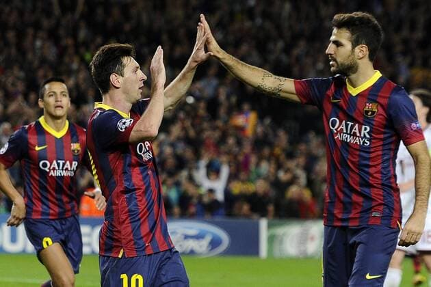 Barcelona, 06.11.2013 - UEFA Champions League 2013 2014 - FC Barcelona (Barca) vs AC Milan - Lionel Messi - Cesc Fabregas 