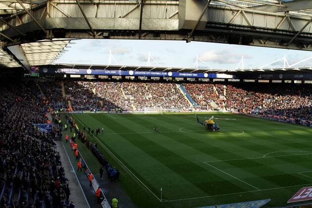 Leicester City. Leicester, UK . . 10.11.2013 The marchball was delivered to the King Power Stadium by on RAF (royal air force) helicopter, on the Saturday before Remembrance Sunday. 