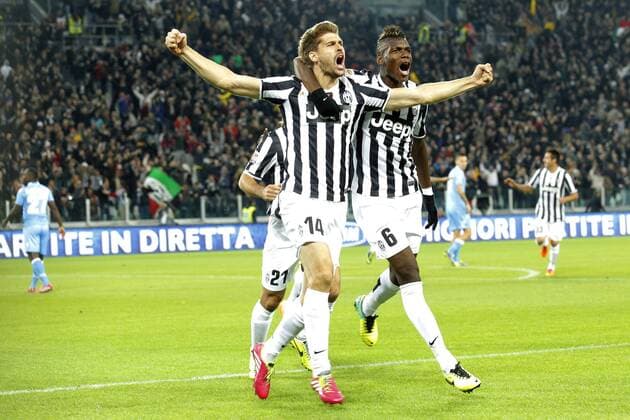 Fernando Llorente Juventus, Paul Pogba, Goal Celebration, Torino 10-11-2013, Juventus Stadium, Football Calcio 2013 2014 Serie A, Juventus Turin vs SSC Neapel MarcoxBertorello