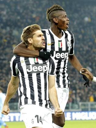 Fernando Llorente Juventus, Paul Pogba, Goal Celebration, Torino 10-11-2013, Juventus Stadium, Football Calcio 2013 2014 Serie A, Juventus Turin vs SSC Neapel MarcoxBertorello