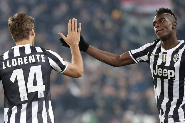 Fernando Llorente, Paul Pogba Juventus, Goal Celebration, Torino 10-11-2013, Juventus Stadium, Football Calcio 2013 2014 Serie A, Juventus Turin vs SSC Neapel MarcoxBertorello