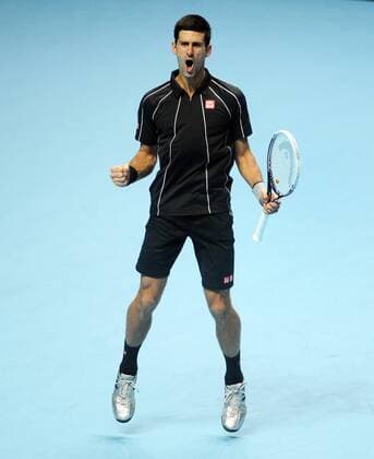 Tennis - 2013 ATP Tennis Herren World Tour Finals at The O2 - Day Seven Semi final - Novak Djokovic - Serbia celebrates match point 