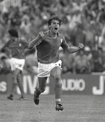 Football - 1982 World Cup Final - Italy 3 West Germany 1 Italy s Marco Tardelli celebrates his goal in the Santiago Bernabeu, Madrid. 