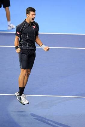 LONDON, Nov. 11, - Novak Djokovic of Serbia celebrates after the Singles Final on day 8 of the Barclays ATP Tennis Herren World Tour Finals at the O2 Arena in London, Britain, Nov. 11, 2013. (Xinhua Yin Gang) (SP)BRITAIN-LONDON-TENNIS-ATP FINALS-DAY 8-SINGLES-FINALS 