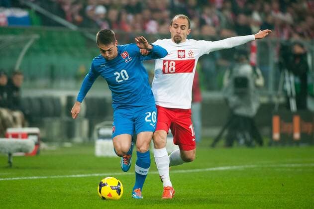 Wroclaw, 15.11.2013 - Friendly 2013 - Poland vs Slovakia - ROBERT MAK ADRIAN MIERZEJEWSKI -  20131115_PF_PA004