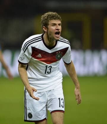 15.11.2013, Deutsche Nationalmannschaft Saison 2013 2014, Testspiel Italien - Deutschland, im Guiseppe Meazza Stadion in Mailand, Italien. Thomas Müller (Deutschland) in Rage.