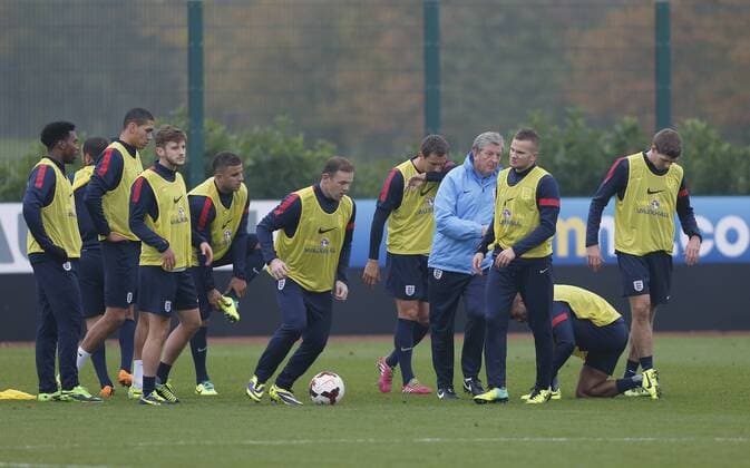 England s Roy Hodgson in action during training England Training - London Colney - England -18 11 2013 - Pic David Klein Sportimage EDITORIAL USE ONLY. No use with unauthorised audio, video, data, fixture lists, club league logos or live services. Online in-match use limited to 120 images, no video emulation. No use in betting, games or single club league player publications.
