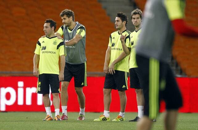 Santi Cazorla, Fernando Llorente, Koke, Inigo Martinez . Spain s national team training session in South Africa. In this picture, Cazorla, Llorente, Koke and Inigo Martinez. xPABLOGARCIAx 