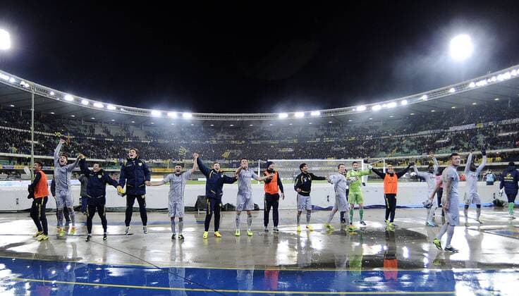 Verona 23 11 2013 - campionato di calcio serie A Hellas Verona - AC Chievo Verona; Schlussjubel Chievo Verona 