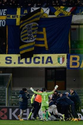 Verona 23 11 2013 - campionato di calcio serie A Hellas Verona - AC Chievo Verona; Torjubel Chievo um Dejan Lazarevic 