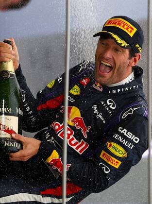 Mark Webber, Red Bull Racing, Podium, formula 1 GP, Brasilien in Sao Paulo Interlagos, 24.11.13, Photo:mspb Buhrer Mark Webber, Red Bull Racing, Podium,
