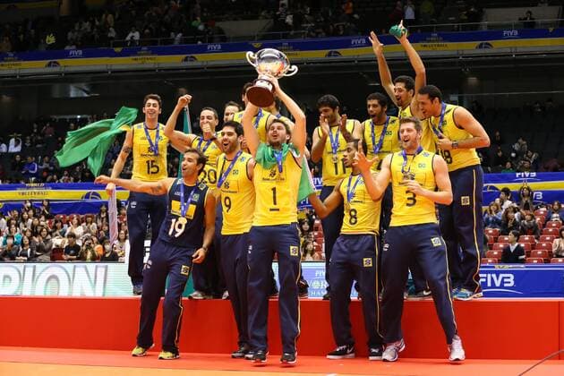 Brazil National team group (1 Bruno Mossa Rezende, 4 Wallace De Souza, 5 Sidnei Dos Santos Jr. Sidao, 8 Ricardo Lucarelli Santos De Souza, 9 Evandro M. Guerra, 11 Thiago Soares Alves, 12 Luiz Felipe Marques, 13 Mauricio Souza, 16 Lucas Saatkamp, 18 Mauricio Borges Almeida Silva, 19 Mario Da Silva Pedreira Junior, 20 Raphael Vieira De Oliveira) , NOVEMBER 24, 2013 - Volleyball : FIVB World Grand Champions Cup men s Victory Ceremony at Tokyo Metropolitan Gymnasium, Tokyo, . Noxthirdxpartyxsales ( 20157580)