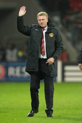 David Moyes, manager of Manchester United following victory - Bayer 04 Leverkusen vs. Manchester United (ManU) - UEFA Champions League - Bay Arena - Leverkusen - 27 11 2013 Pic PhilipxOldham Sportimage EDITORIAL USE ONLY. No use with unauthorised audio, video, data, fixture lists, club league logos or live services. Online in-match use limited to 120 images, no video emulation. No use in betting, games or single club league player publications.