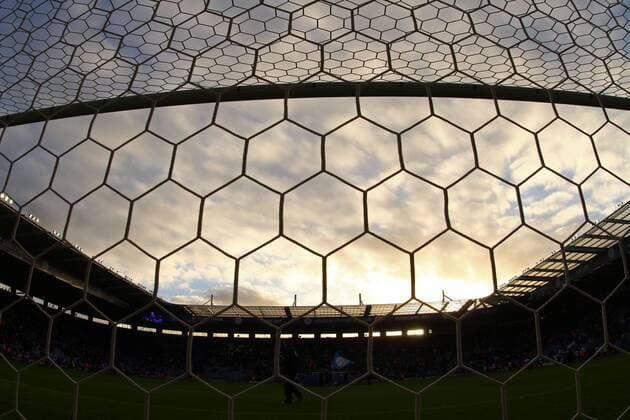 Leicester City . . Leicester, UK . . 30.11.2013 A view from behind the goal net at the King Power Stadium, home of Leicester City. 