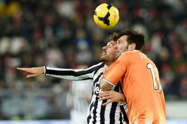 Torino 01 12 2013 - serie A Juventus Turin - Udinese Calcio: Fernando Llorente-Maurizio Domizzi 