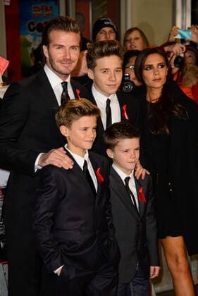 David Beckham and Victoria Beckham, with sons Brooklyn Joseph, Cruz David, Romeo James attend The World Premiere of The Class of 92 . Odeon West End, London, United Kingdom. Sunday, 1st December 2013. Picture by Chris Joseph i-Images ChrisxJosephx xi-Images  IIM-0957-0031