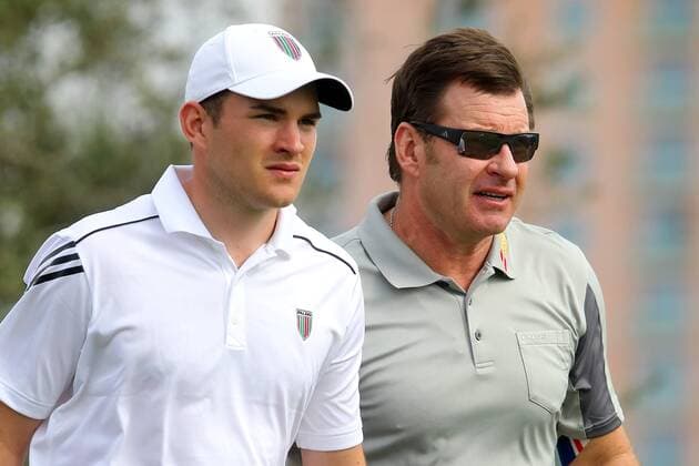 14 DEC 2013: Matthew and Nick Faldo during the first round of the PNC Father-Son Challenge at The Ritz-Carlton Golf Club in Orlando, Florida. GOLF: DEC 14 PNC Father-Son Challenge - 1st Round Icon357131214277 EDITORIAL USE ONLY