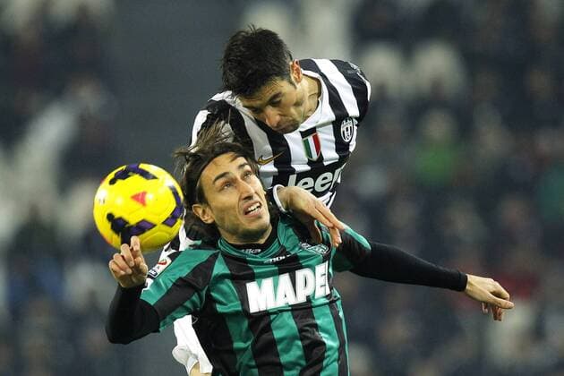 Federico Peluso Juventus, Simone Missiroli Sassuolo, Torino 15-12-2013, Juventus Stadium, Football Calcio 2013 2014 Serie A, Juventus Turin vs Sassuolo Calcio: MarcoxBertorello
