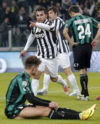 Carlos Tevez Juventus, Goal Celebration, Torino 15-12-2013, Juventus Stadium, Football Calcio 2013 2014 Serie A, Juventus Turin vs Sassuolo Calcio: MarcoxBertorello