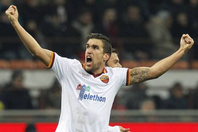 Kevin Strootman Roma, Goal Celebration, Milano 16-12-2013, Stadio Giuseppe Meazza, Football Calcio 2013 2014 Serie A, AC Milan - AS Roma, MarcoxBertorello