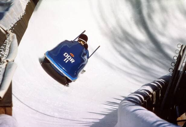 Bobsleigh - 1976 Innsbruck Winter Olympics - Men s Two The East Germany (DDR) Two team - Meinhard Nehmer and Bernhard Germeshausen - who won the gold medal at the Artficial Bob and Luge Track, Igls, Austria. The pair were also part of the Four-Man team who won the gold medal at Innsbruck. 07 02 1976 