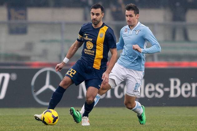 Football - soccer: Serie A, Hellas Verona - Lazio Rom, Maietta Domenico - miroslav klose . xHOCHxZWEIx xItalyxPhotoxPressx 