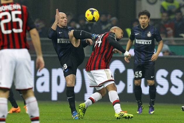 Esteban Cambiasso Inter, Nigel De Jong Milan, Milano 22-12-2013, Stadio Giuseppe Meazza, Football Calcio 2013 2014 Serie A, Inter Mailand - AC Milan, MarcoxBertorello