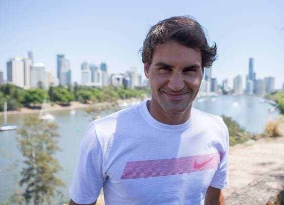 Tennis Profi Roger Federer (SUI) posiert fuer Fotos for der Brisbane Skyline,Queensland,Australia,