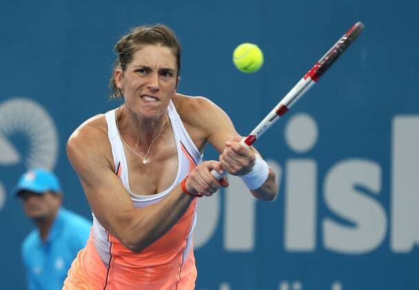 Brisbane International, Queensland Tennis Centre ATP 250 World Tour WTA,Hardcourt Tennis Turnier in Brisbane,Australia, Andrea Petkovic (GER), Einzelbild,Aktion,Halbkoerper,Querformat,