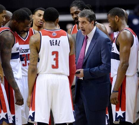 Jan. 1, 2014 - Washington, DC, USA - Washington Wizards head coach Randy Wittman calls up a play with his team late in the fourth quarter against the Dallas Mavericks at the Verizon Center in Washington, D.C., Wed, Jan 1, 2014. The Mavericks defeated the Wizards, 87-78. NBA Basketball Herren USA Mavericks v Wizards - ZUMAm67