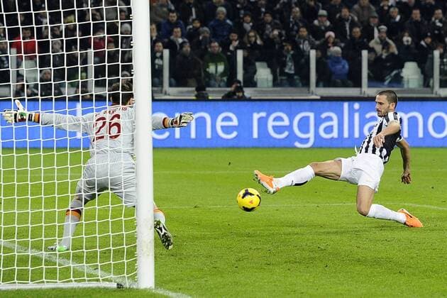 Db Torino 05 01 2014 - campionato di calcio serie A Juventus Turin vs AS Rom: Tor durch Leonardo Bonucci 
